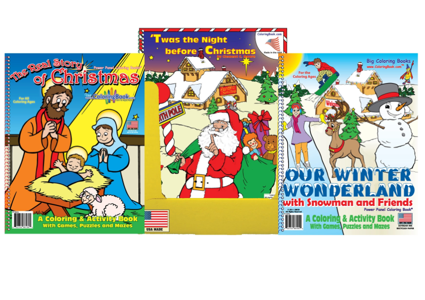 24 Pack Assorted Christmas Coloring Book Display