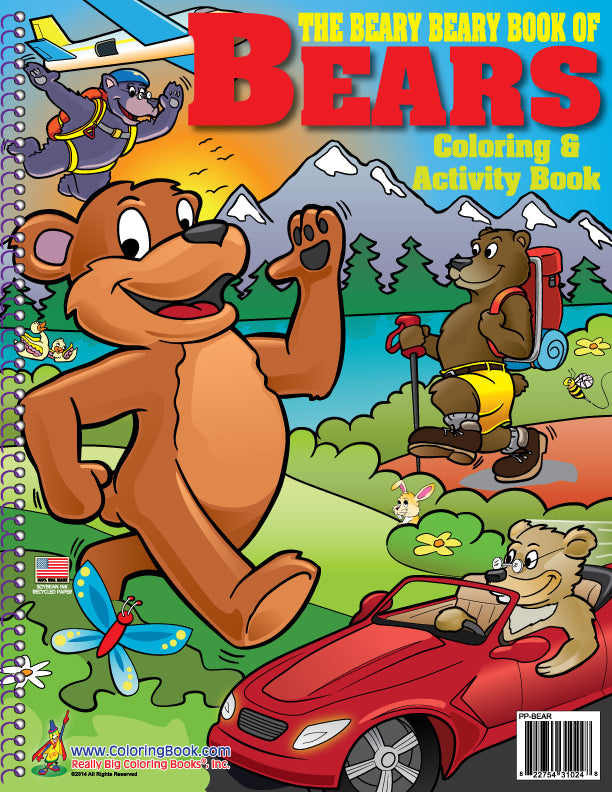 24 Pack Coloring Book Display 12 Zoo Animals and 12 Bears