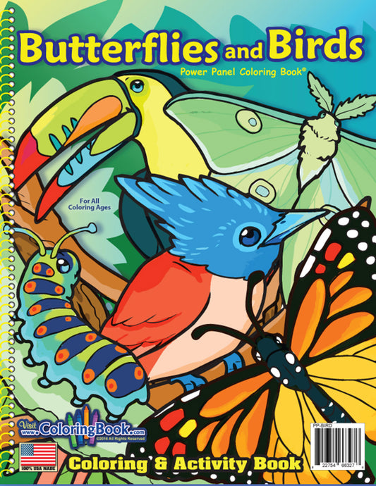 Butterflies and Birds Power Panel Coloring Book Case Pack (12)