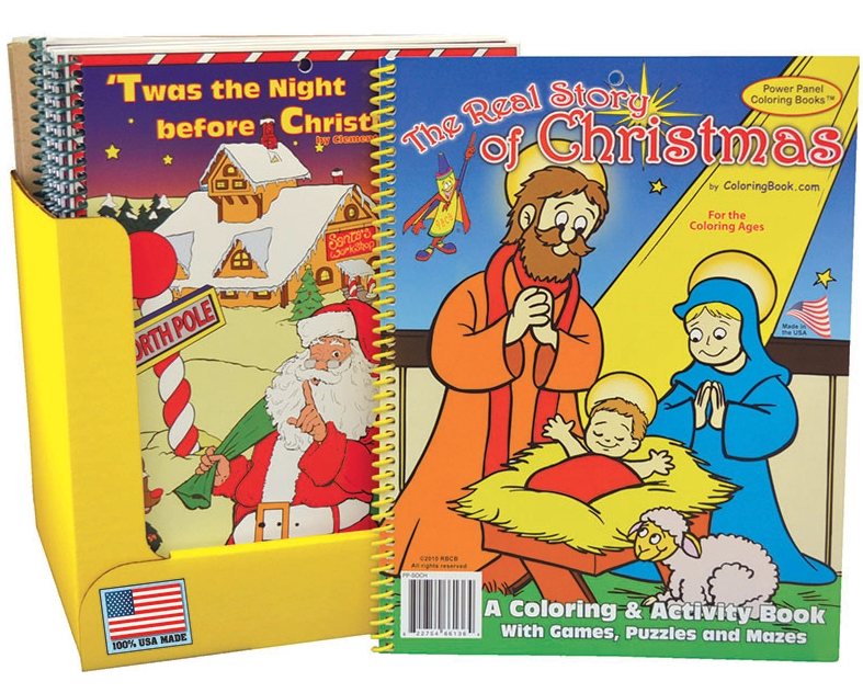 24 Pack Christmas Traditional Coloring Books Display