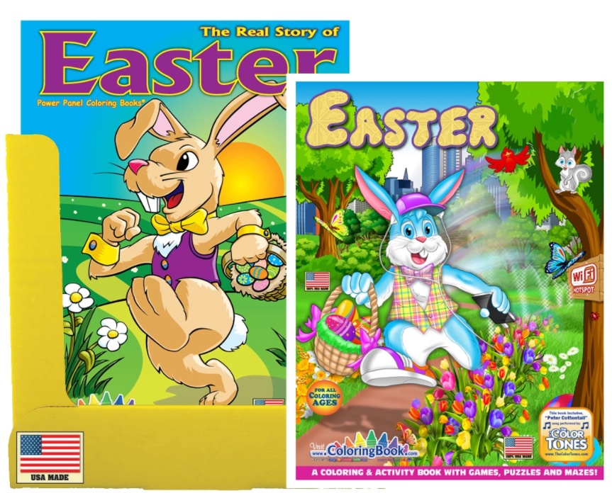 24 Pack Easter Fun Coloring Books Display