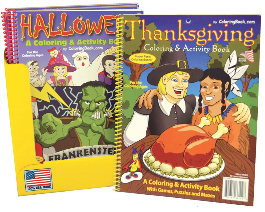 24 Pack Coloring Book Display 12 Halloween and 12 Thanksgiving