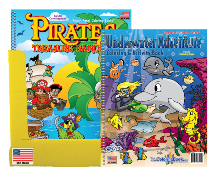 24 Pack Coloring Book Display 12 Pirates and 12 Underwater Adventures