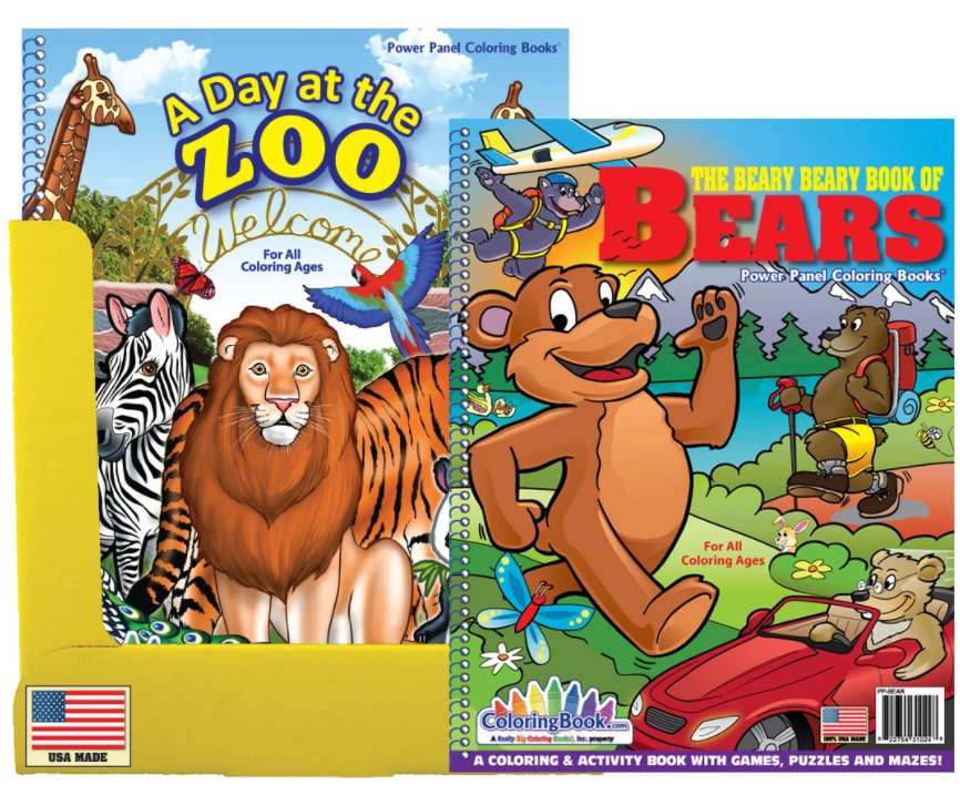 24 Pack Coloring Book Display 12 Zoo Animals and 12 Bears